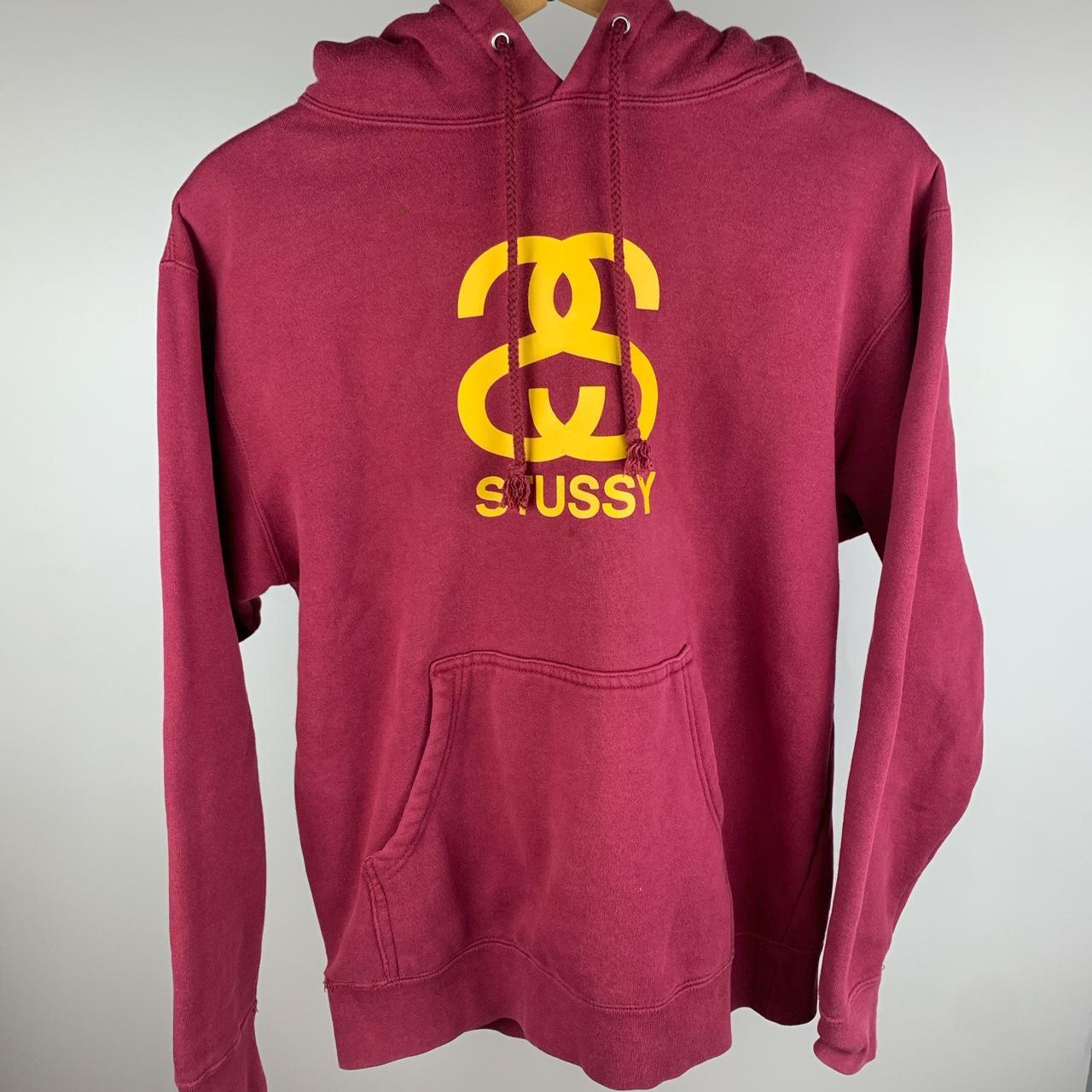 Maroon on sale stussy hoodie