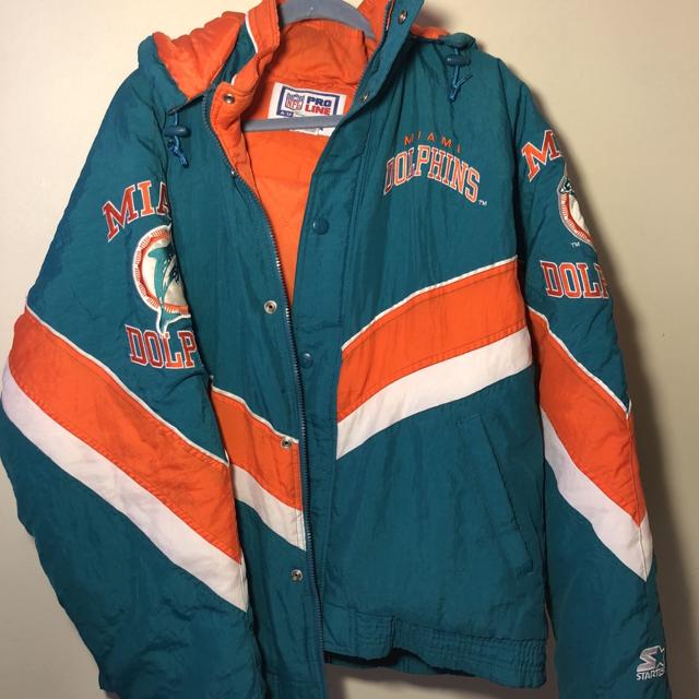 Vintage Starter Miami Dolphins Jacket Kids - Depop