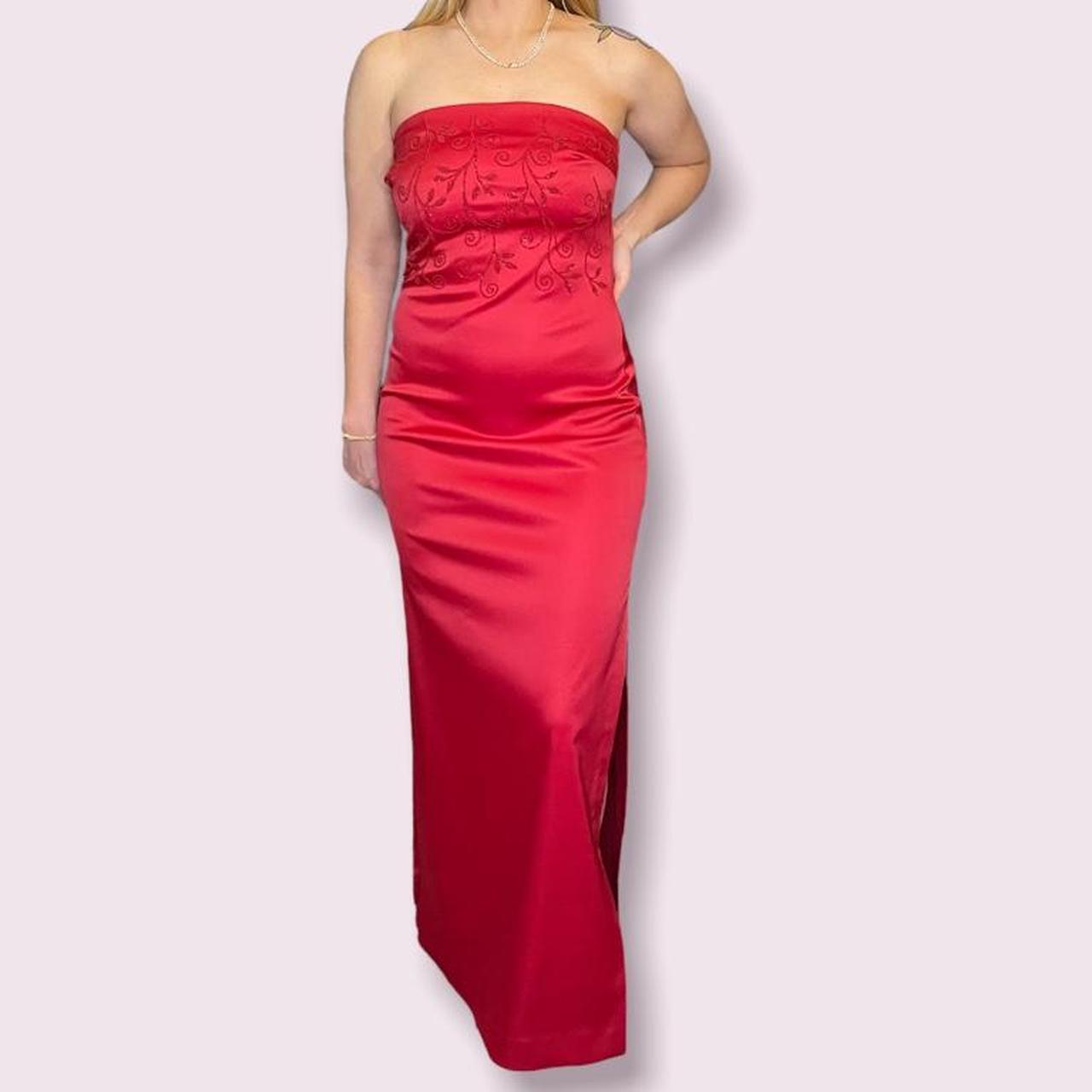 Y2K Rampage Red Beaded Strapless Dress ...