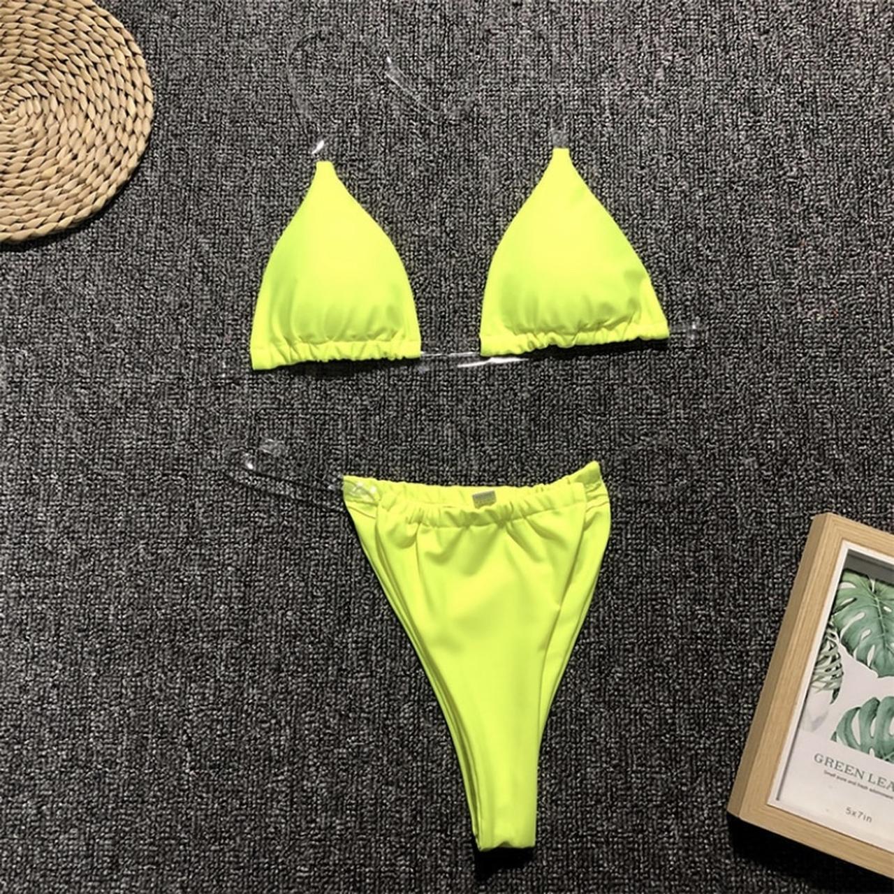 KAIA Clear Strap Bikini - Neon Green