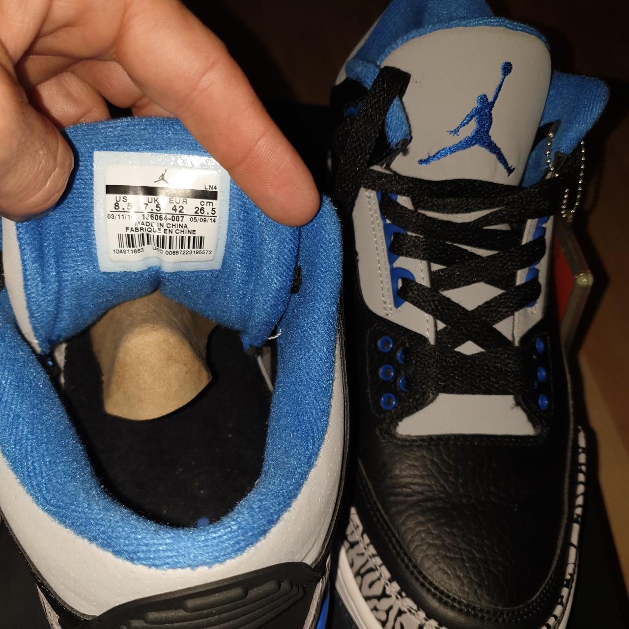 Jordan 3 best sale sport blue fake