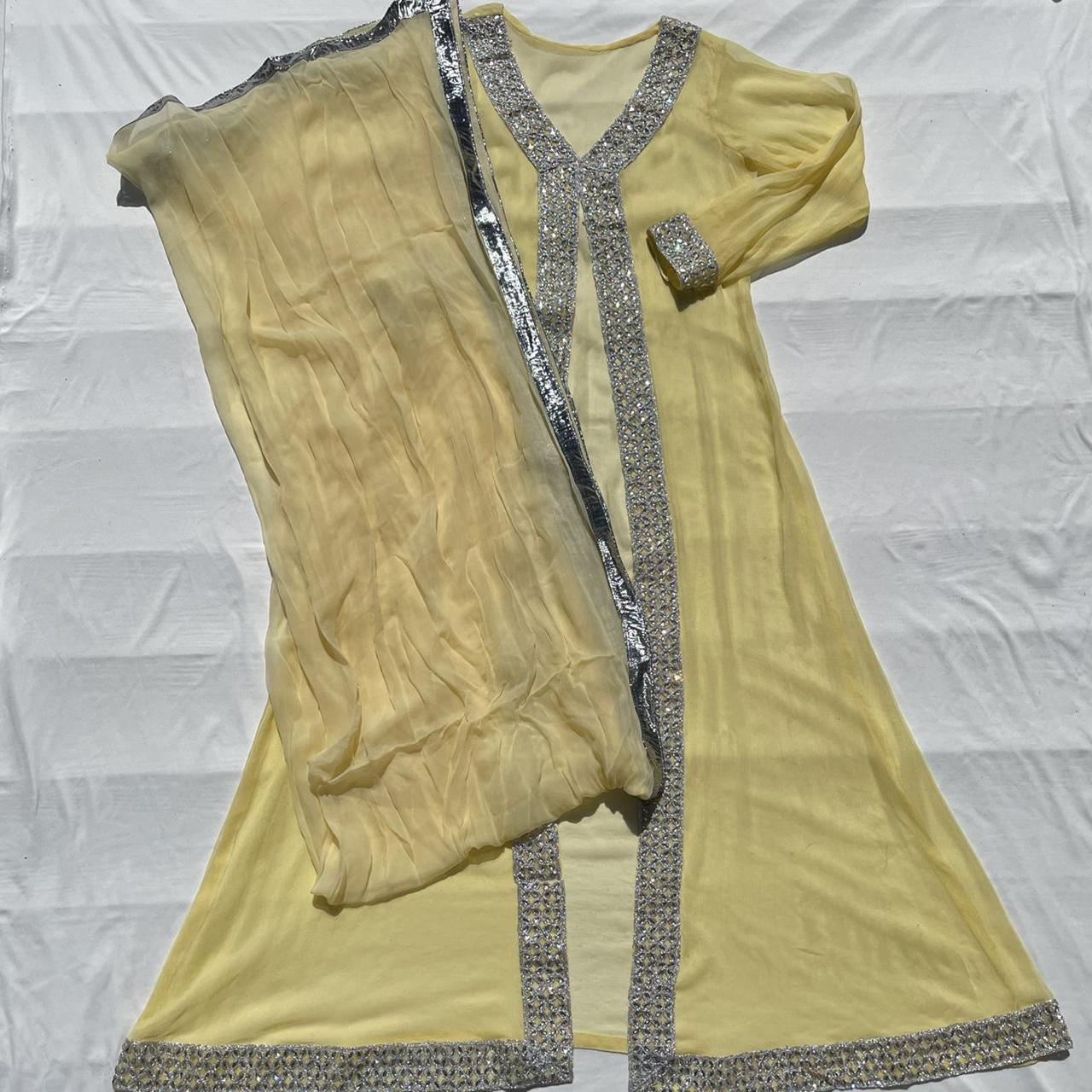 Women's Yellow and Silver Dress Depop