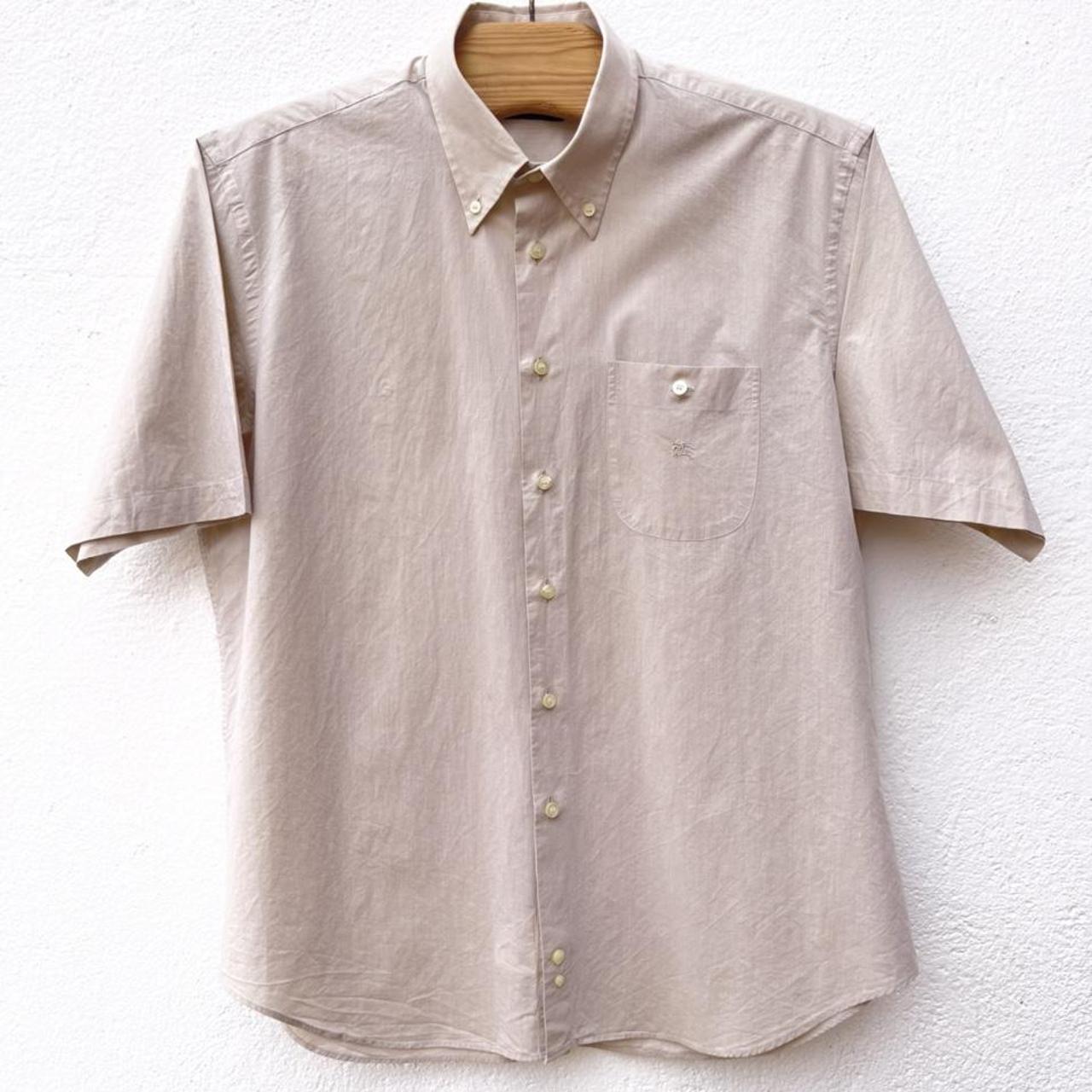 Burberry short-sleeved summer beige cotton shirt in... - Depop