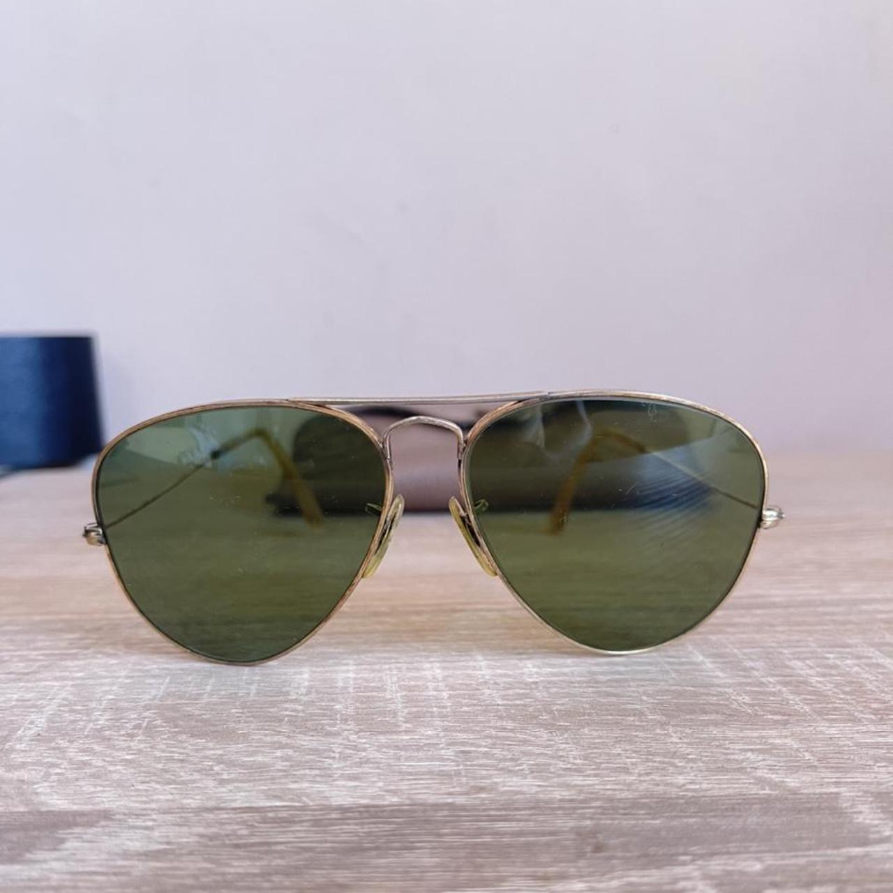 RayBan Women's Gold Sunglasses Depop