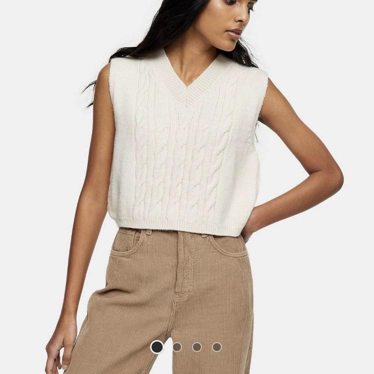 cable knit vest cream Size Xs Never... Depop