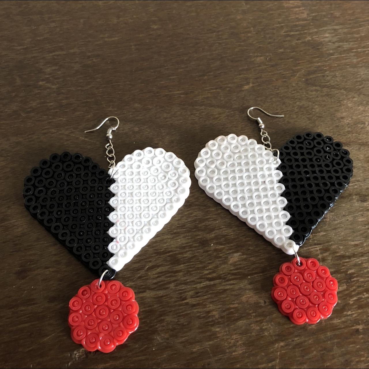 Perler Bead Heart Breaker Earrings One of kind... Depop