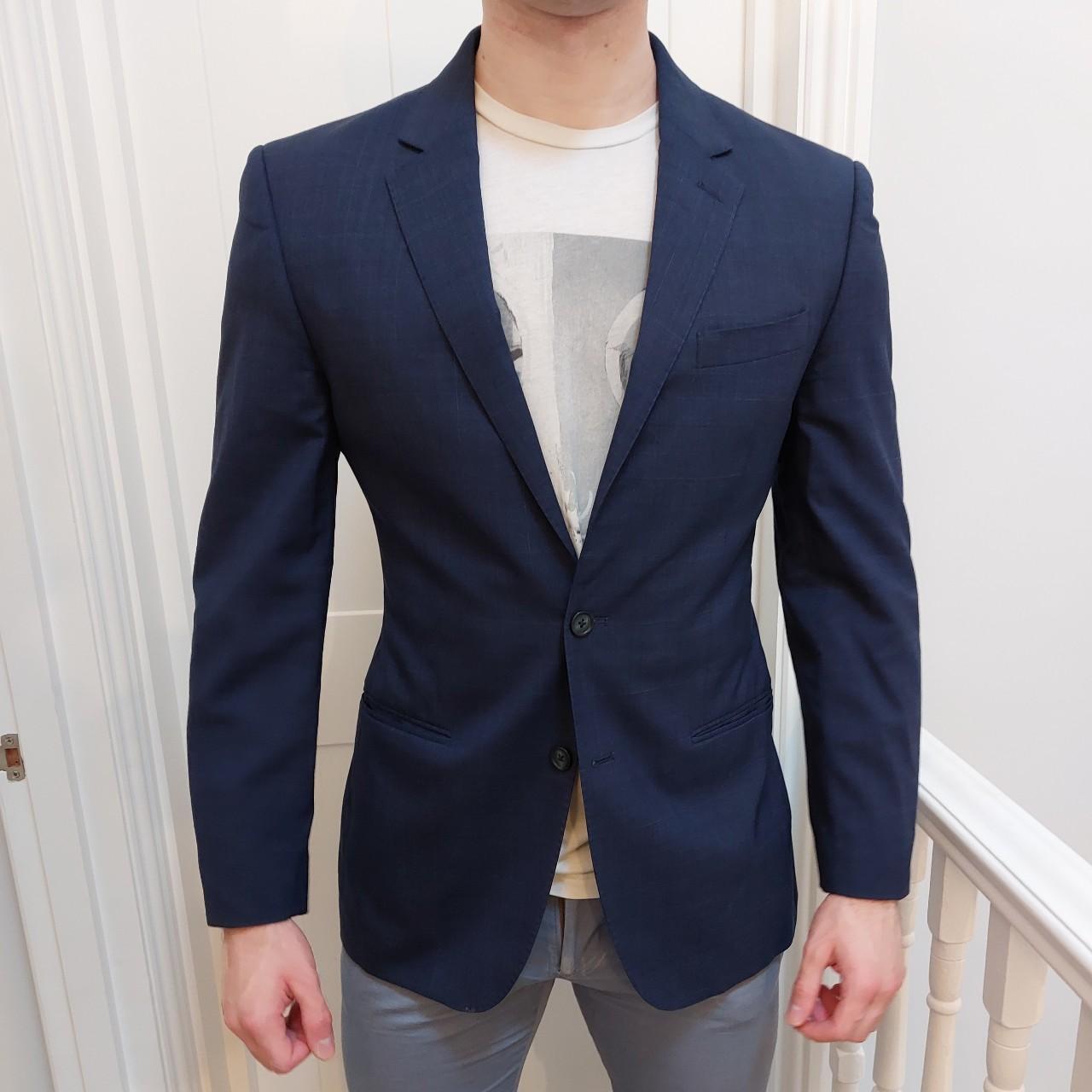 Tm Lewin Navy Suit Blazer Super S Pure Merino Depop