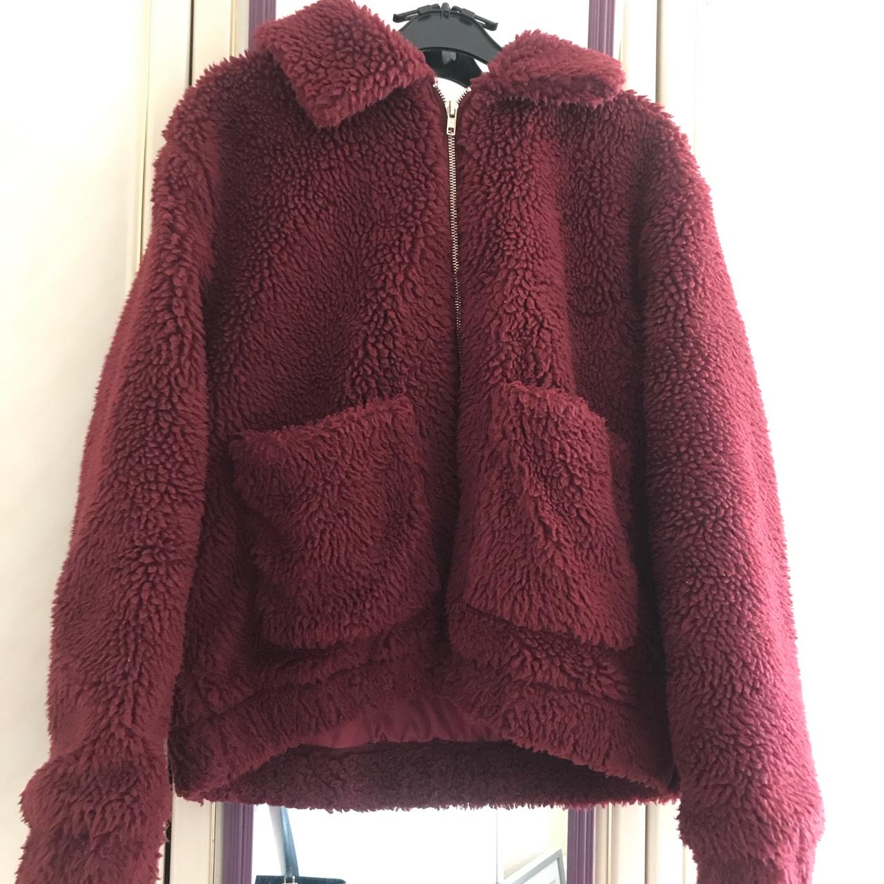 teddy bear jacket burgundy