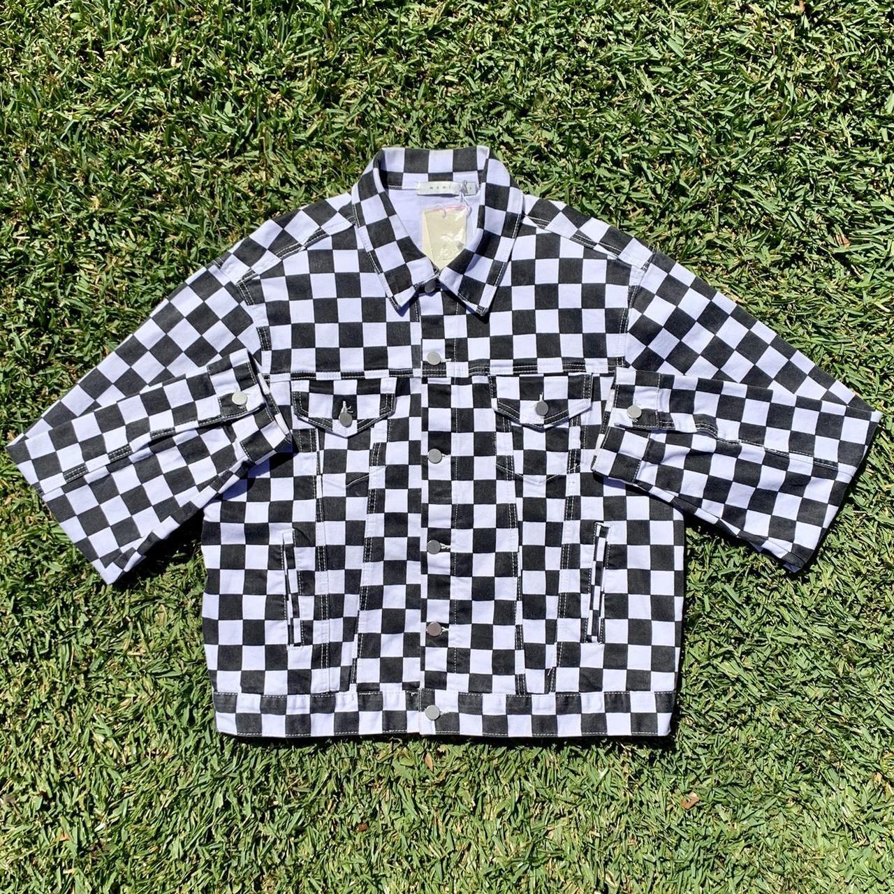 Checkered Trucker Jacket - Black, mnml