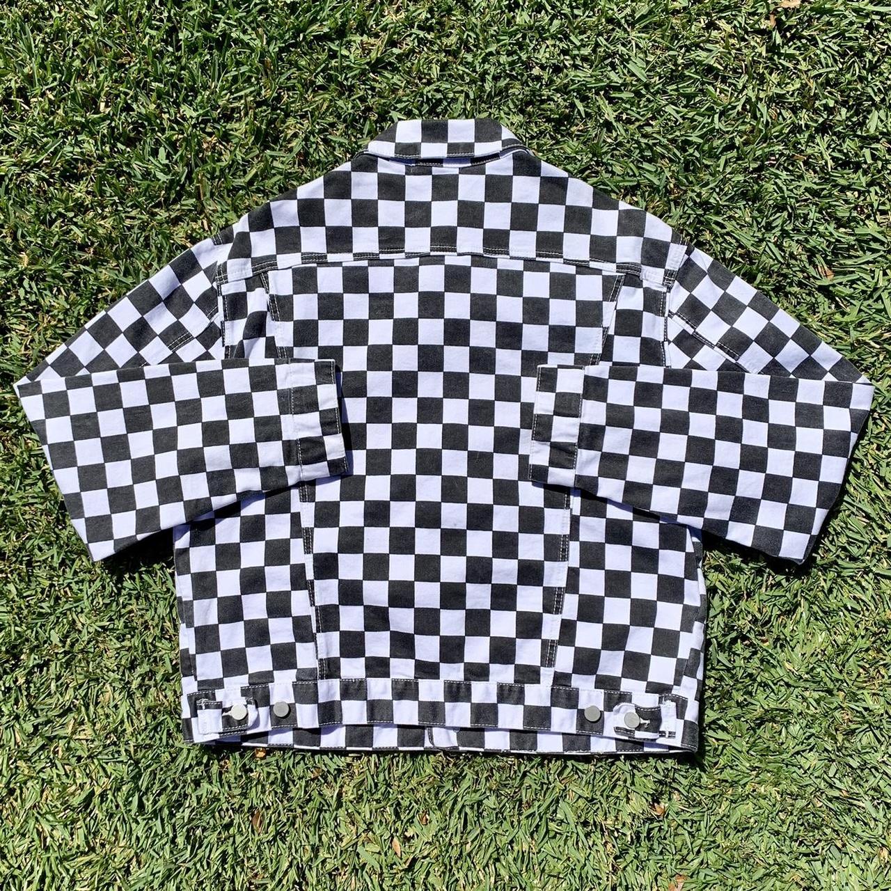 Checkered Trucker Jacket - Black, mnml