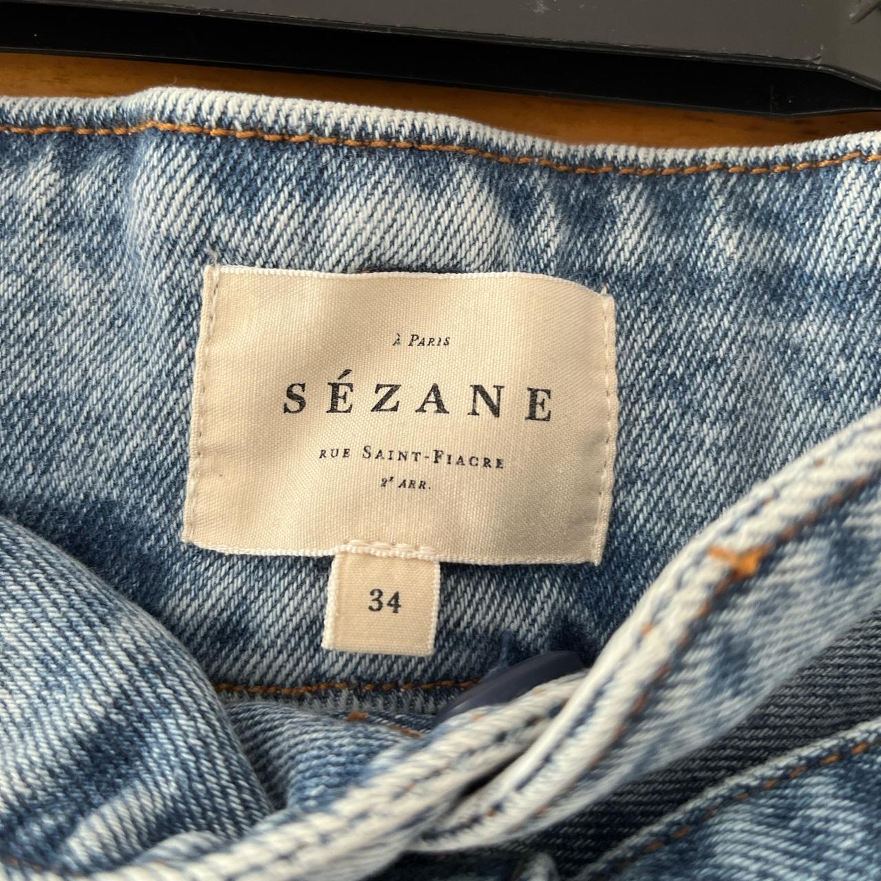 Sezane Austin jeans size 34 in bleached blue. Bought... - Depop