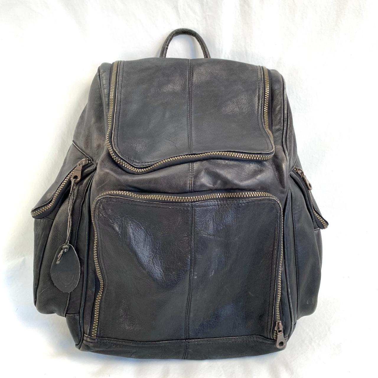 Vintage 90s leather backpack, Cortez Columbian... - Depop