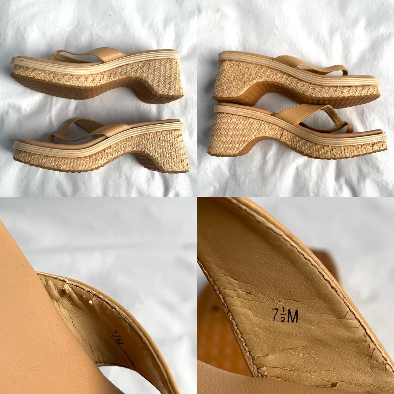 y2k platform sandals, Kenneth Cole, tan leather... - Depop