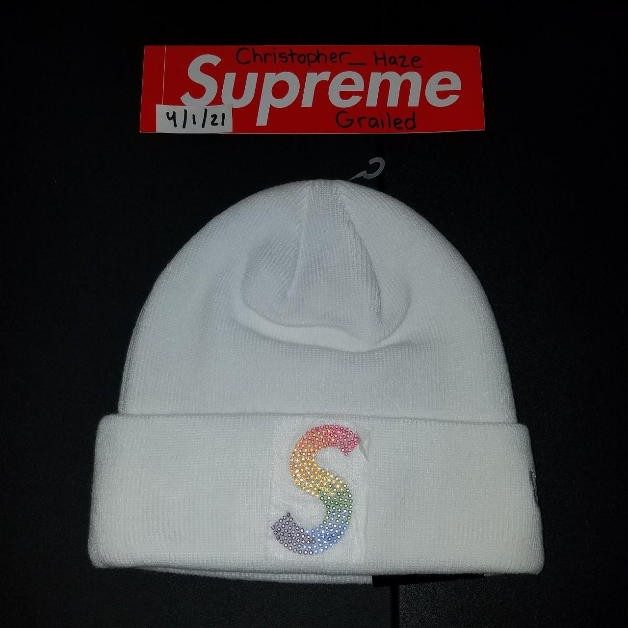 Supreme x New Era Swarovski S Logo Beanie OS White...