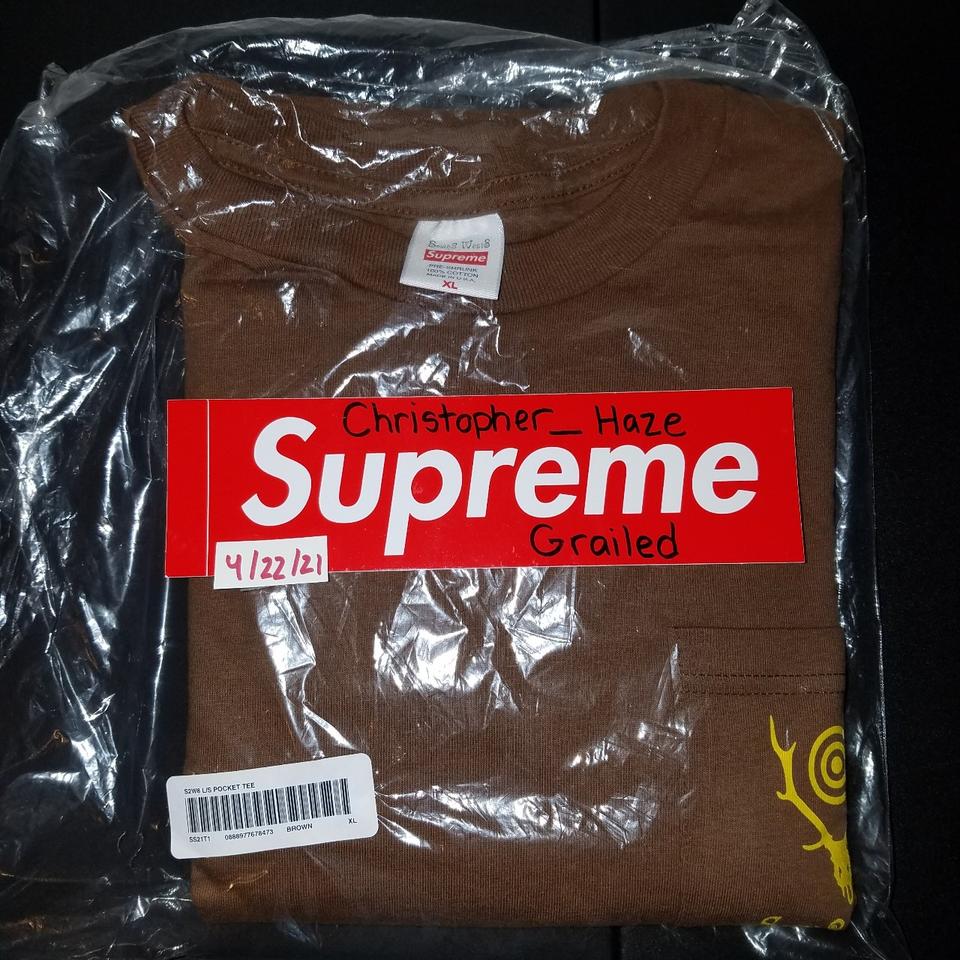 Supreme x South2 West8 L/S Pocket Tee XL Brown SS21... - Depop