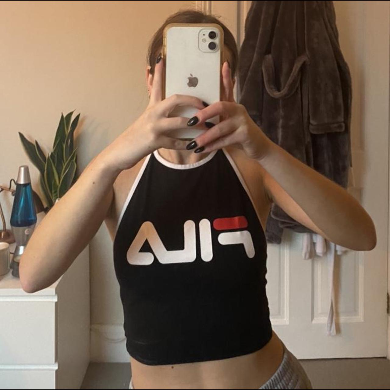 Black fila logo halter neck crop top Size XS 8