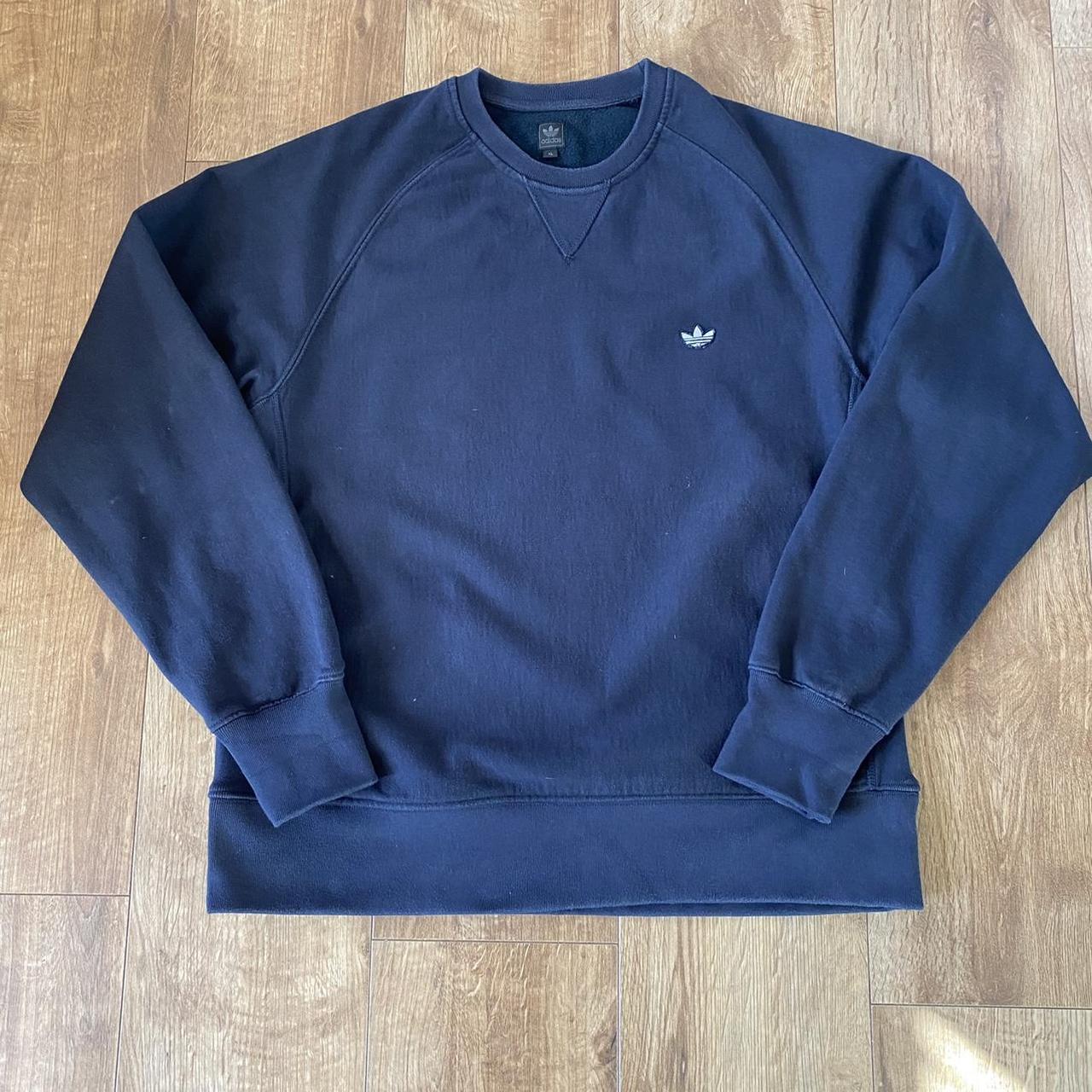 Adidas vintage navy sweatshirt size xtra large... - Depop