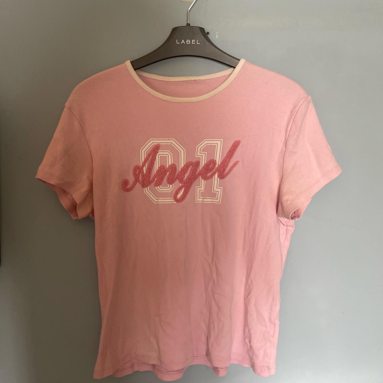 Light pink angle baby tee . T shirt . 💕🧘‍♀️🧘‍♀️ vintage .... - Depop