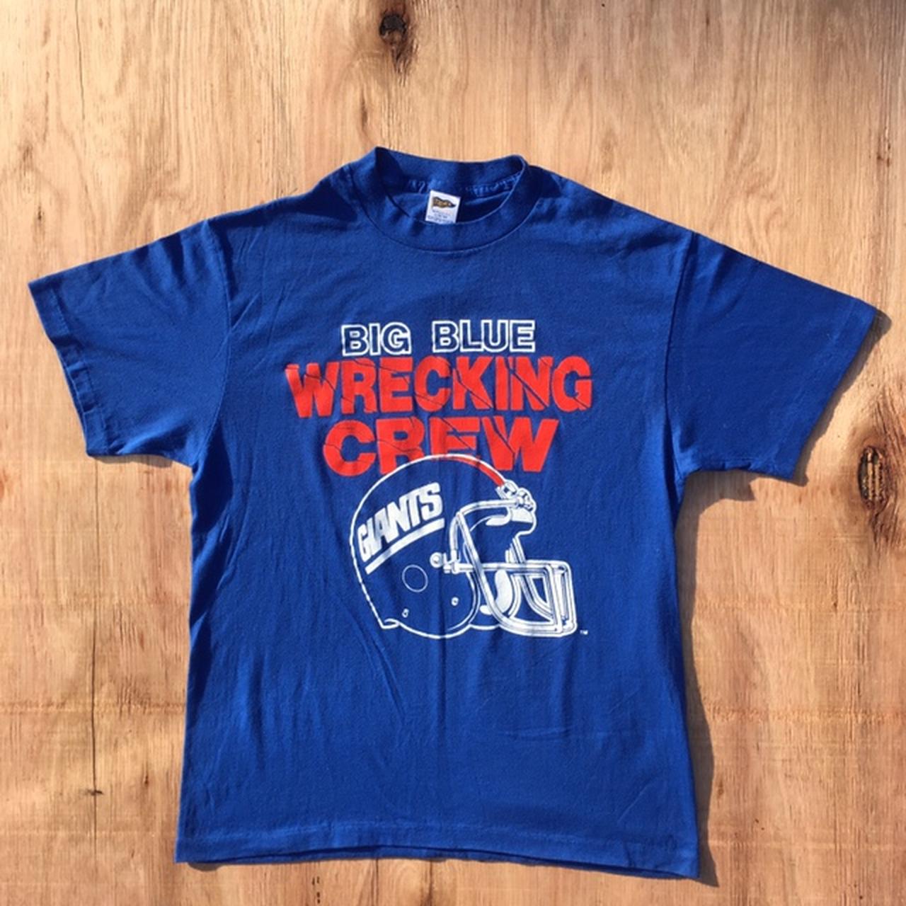 Big blue wrecking crew NY giants shirt good - Depop