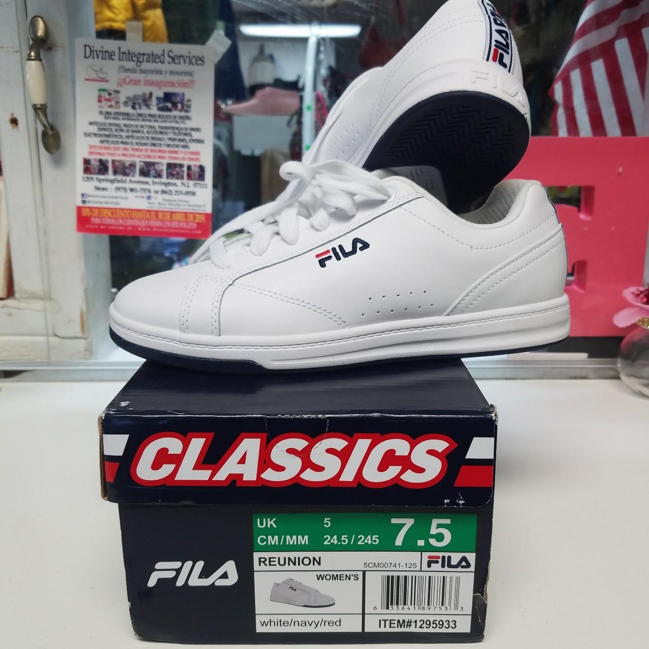 Fila Women's Reunion Leather Low Top Court Shoe White/Navy/Red 5CM00741 125