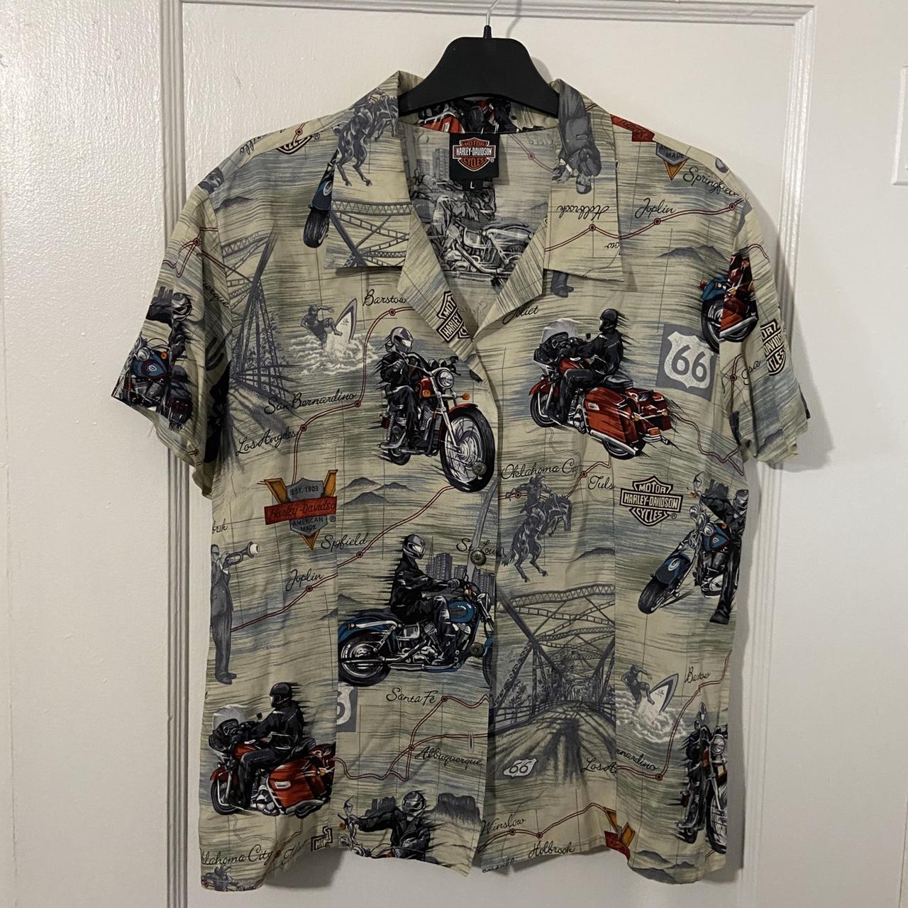 Harley Davidson Route 66 Map Button Up Shirt Love... - Depop