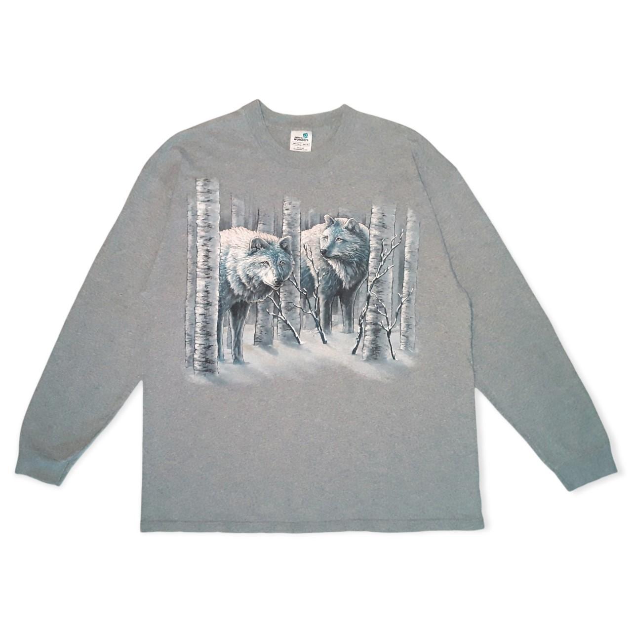 Vintage '96 Natural Wonders Wolves L/S Animal Tee... - Depop