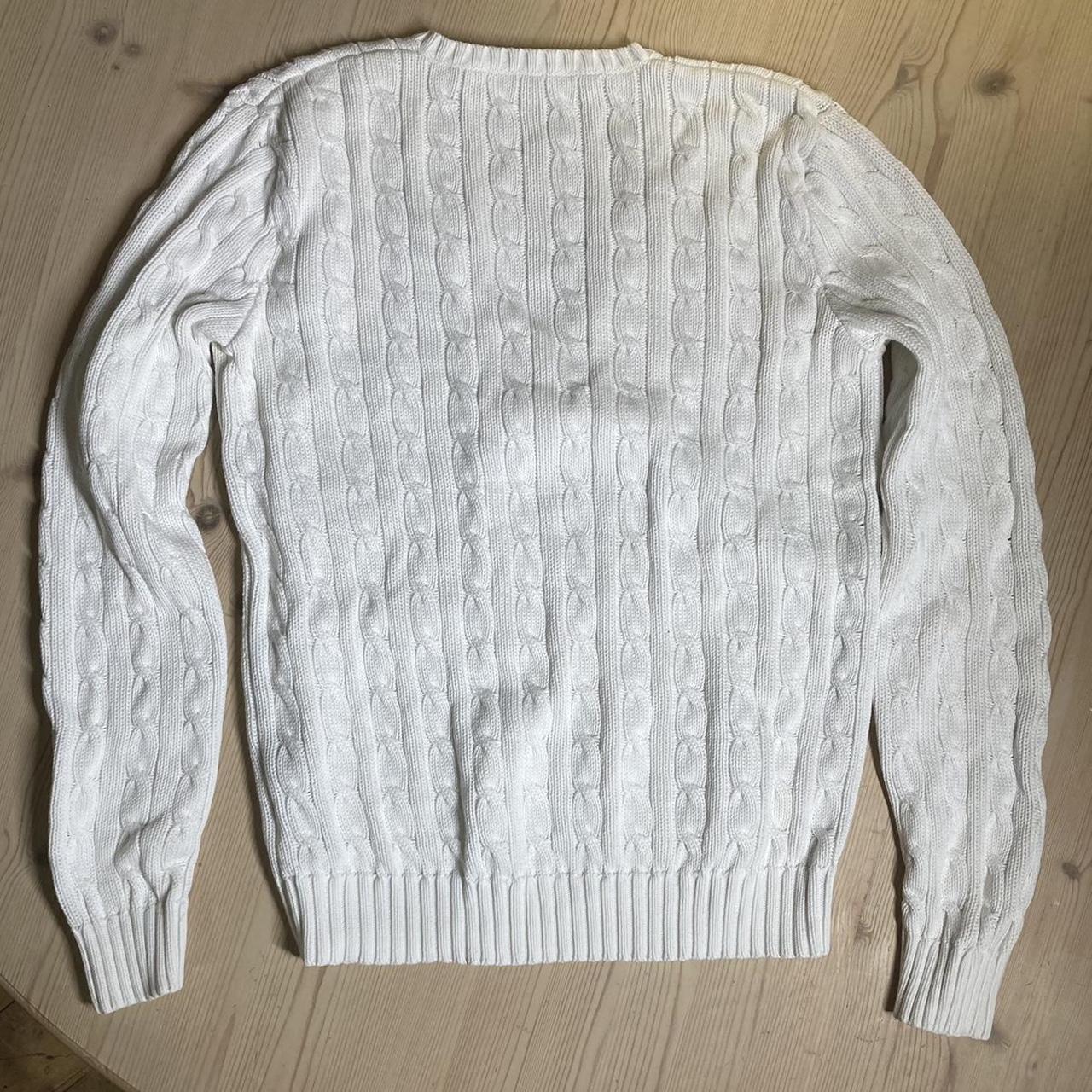 White Ralph Lauren Sport Cable Knit jumper - Depop