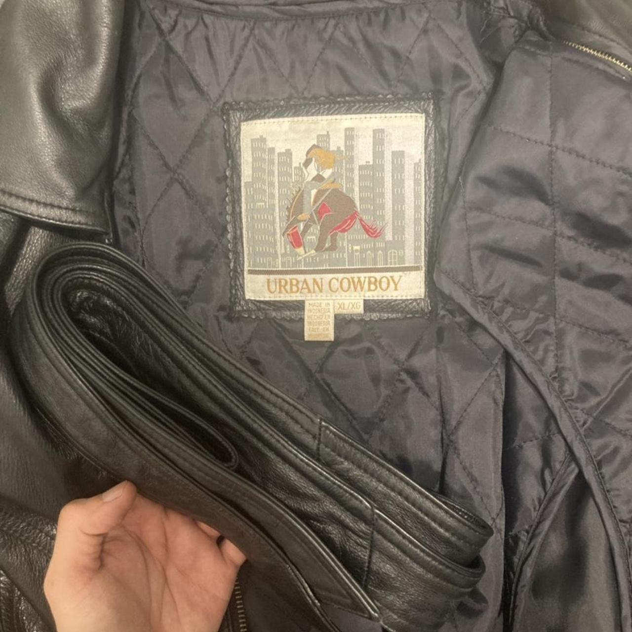 Black leather coat in XL by Urban Cowboy Fits Depop