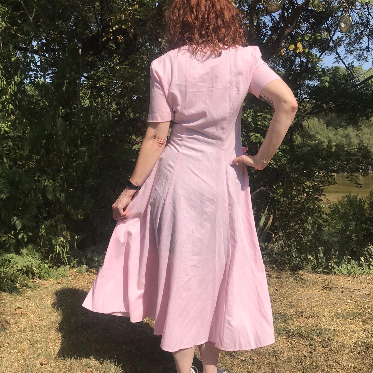 This Vintage 80s Pink Button Down Maxi Dress is... - Depop