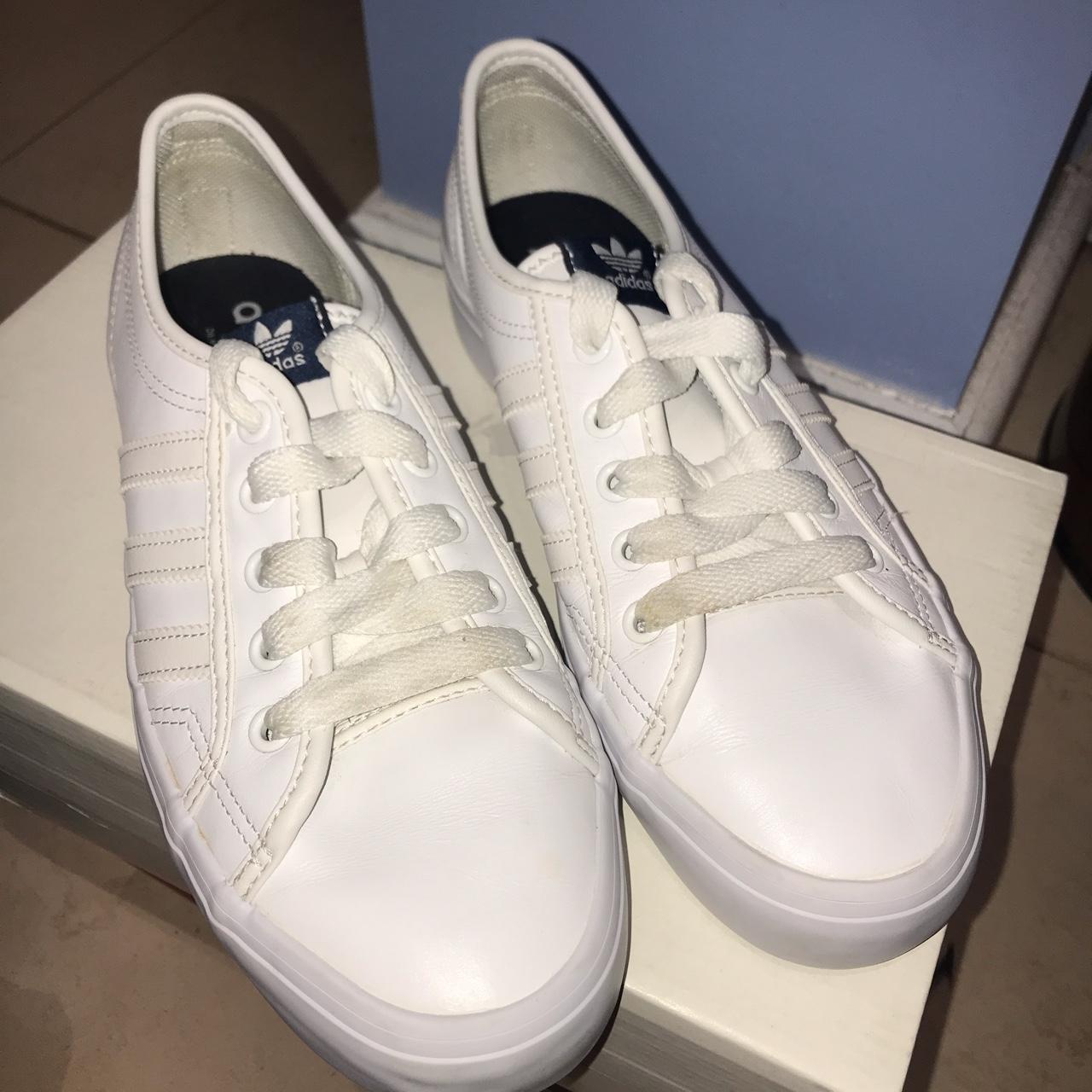 ADIDAS cream and white Nizza. Genuine vintage... - Depop