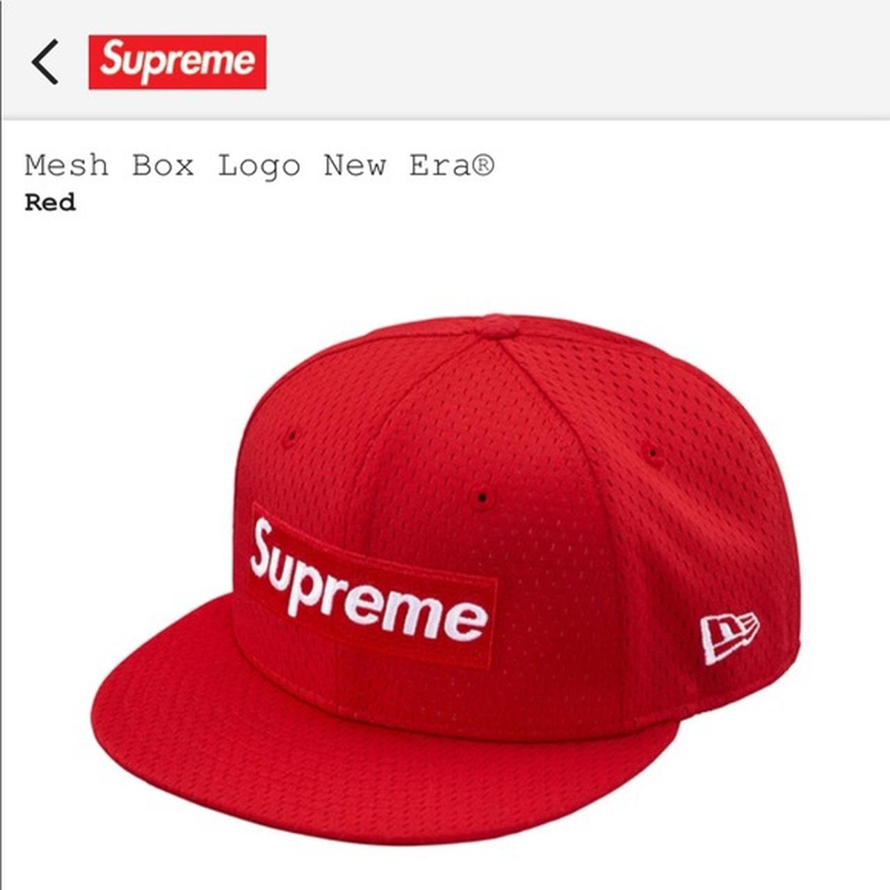 Supreme red mesh box logo New era hat Box Logo, - Depop