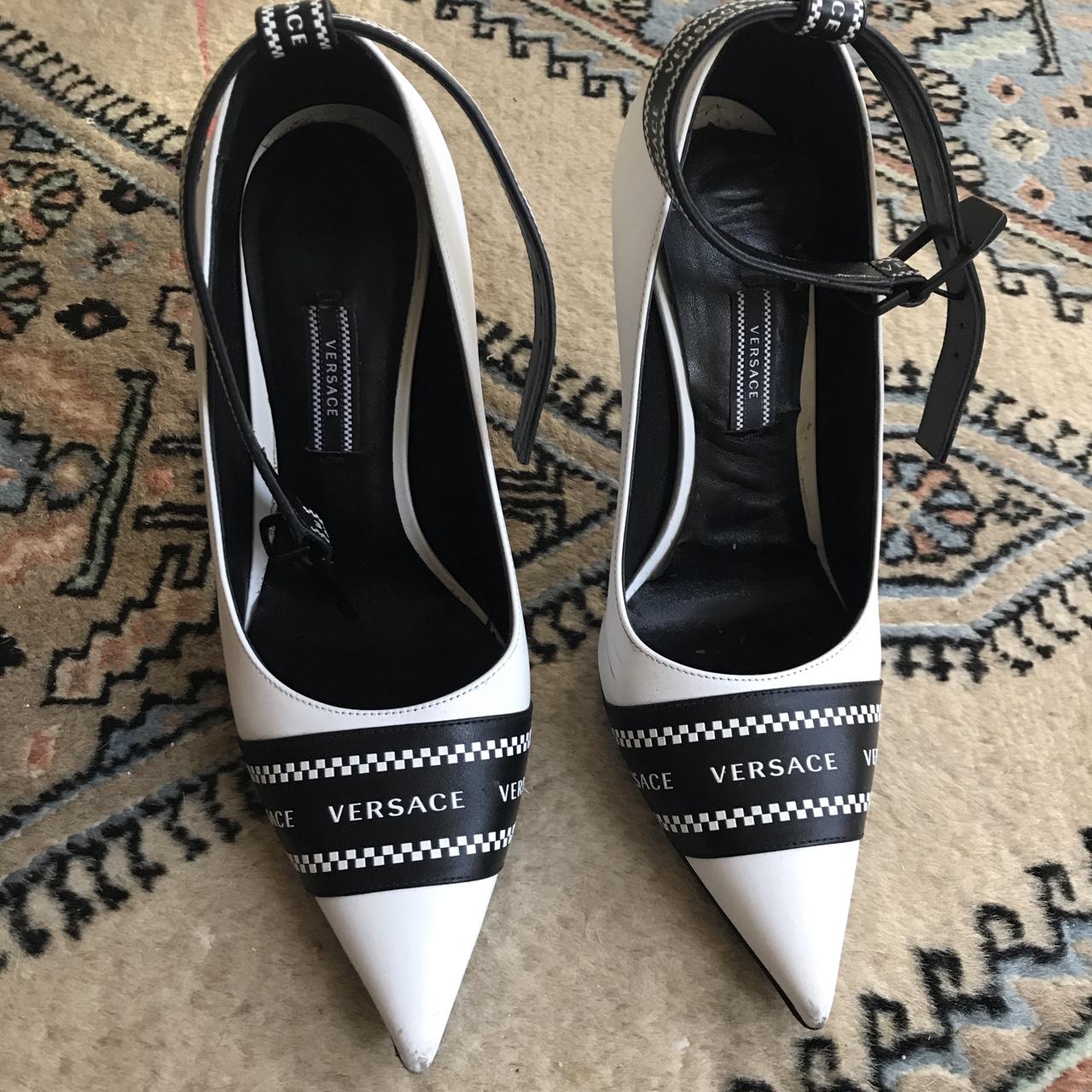 Versace heels black and on sale white