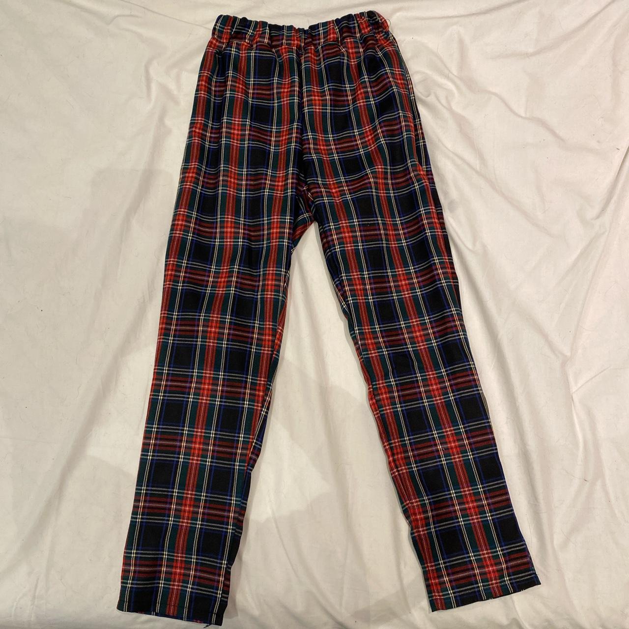 Red and green/blue tartan trousers BRAND NEW!... - Depop