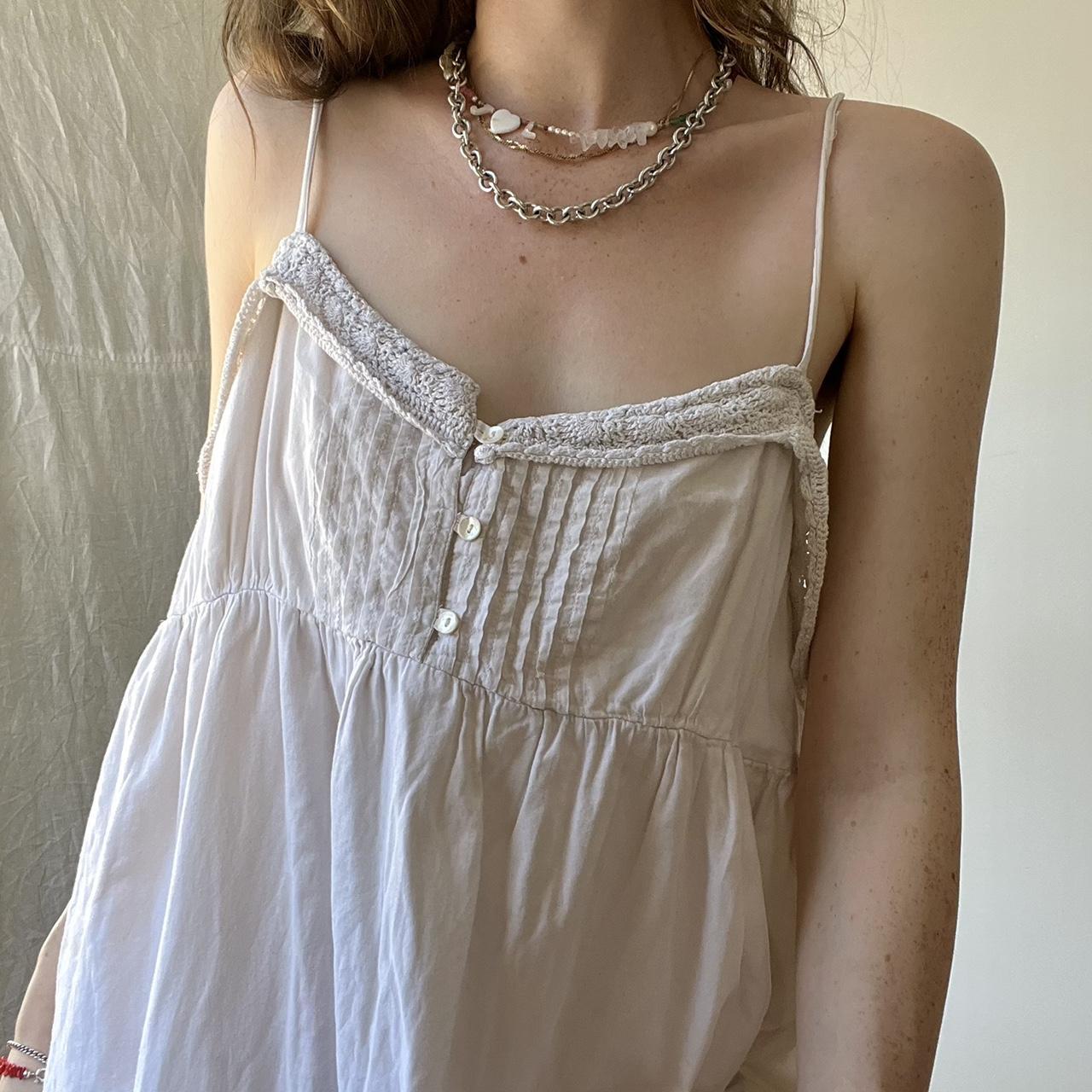 White lace ruffle dress mini / midi cotton... Depop