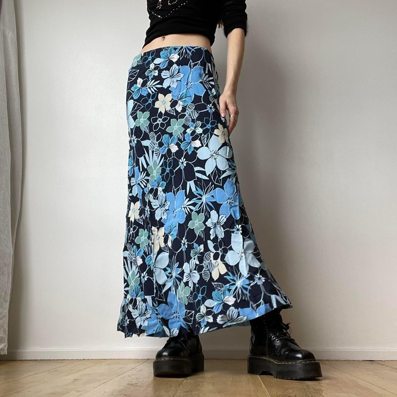 Floral maxi skirt - flared blue fairy skirt -... - Depop