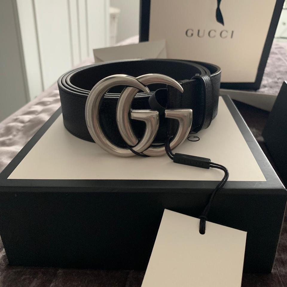 GUCCI Supreme Belt with G silver buckle RRP £345 - Depop