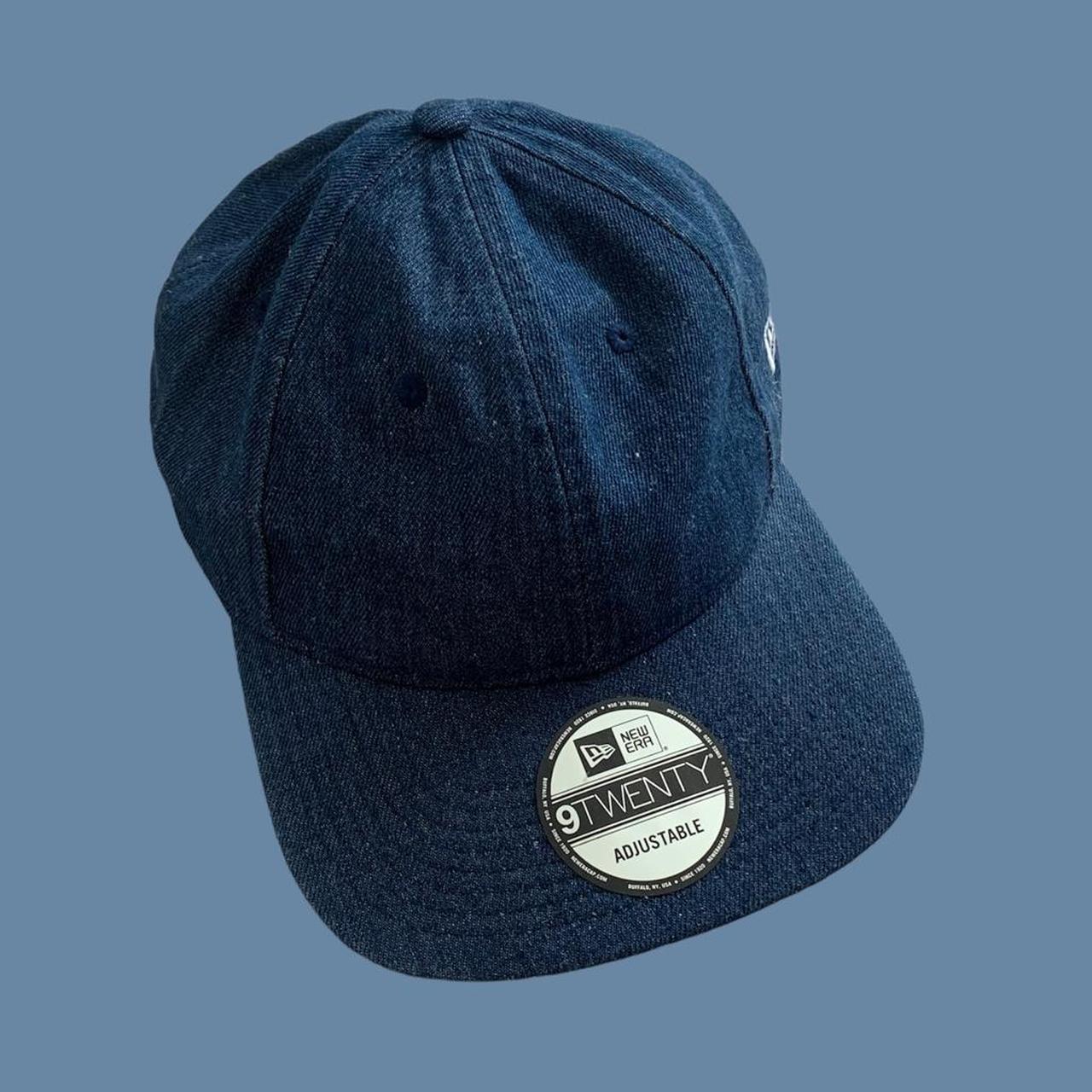 New Era Denim Baseball Cap With Flat Brim Perfect - Depop