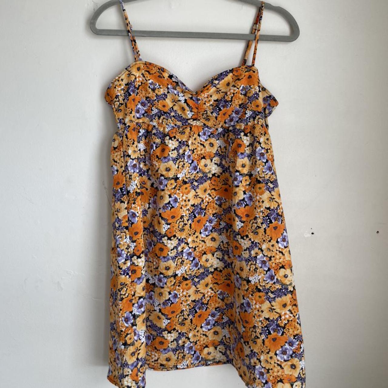 H&M flower mini dress Perfect colors for a fall mini... - Depop