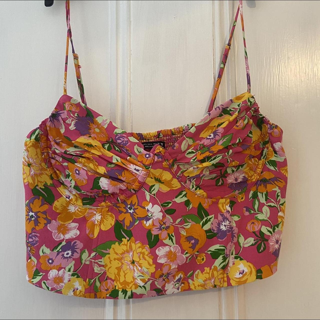 Zara pink floral patterned corset top Brand new... Depop