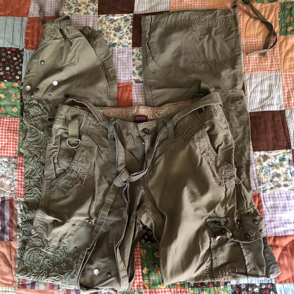 Army green cargo pants LV Hand-stamped in Los - Depop