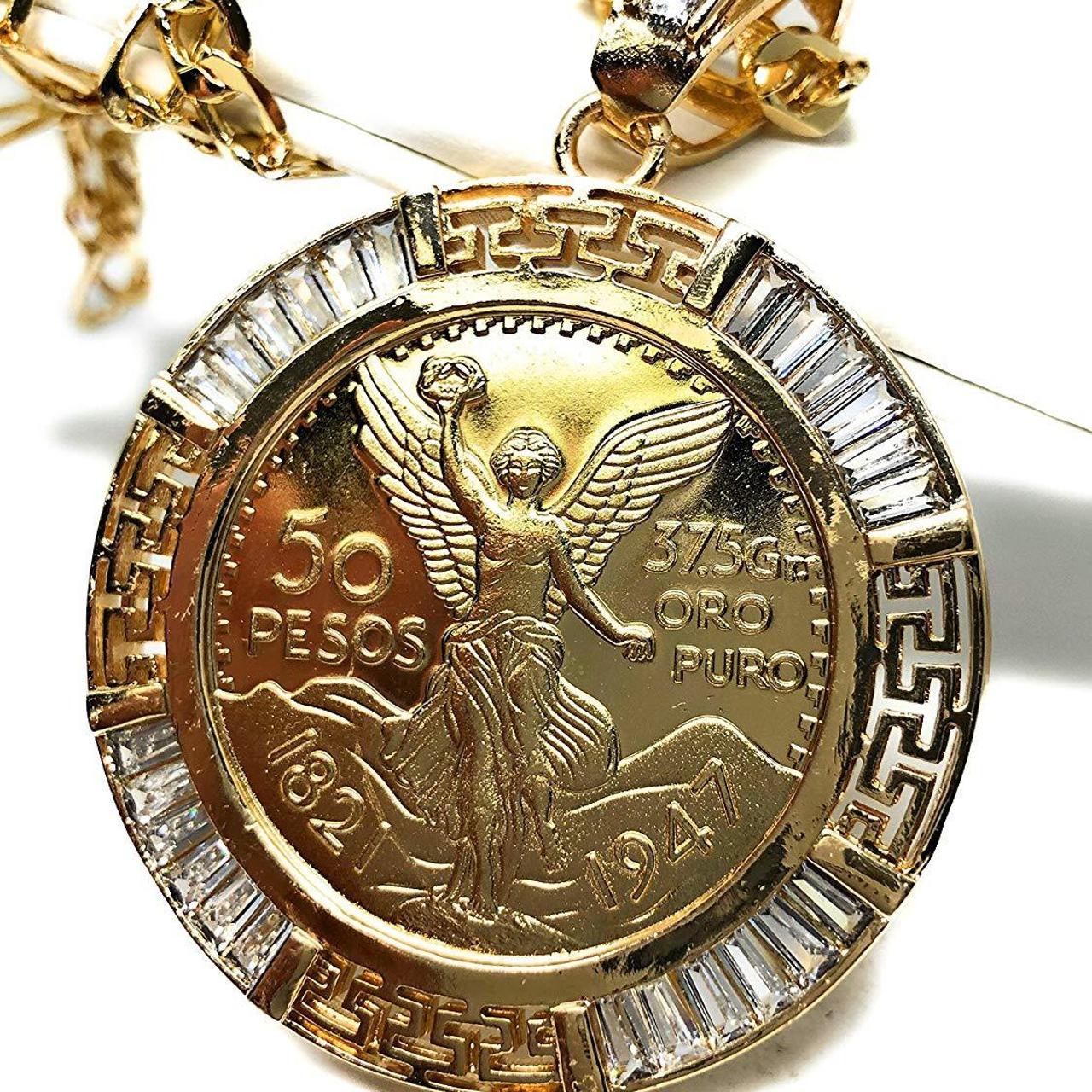 Mexican gold deals coin necklace