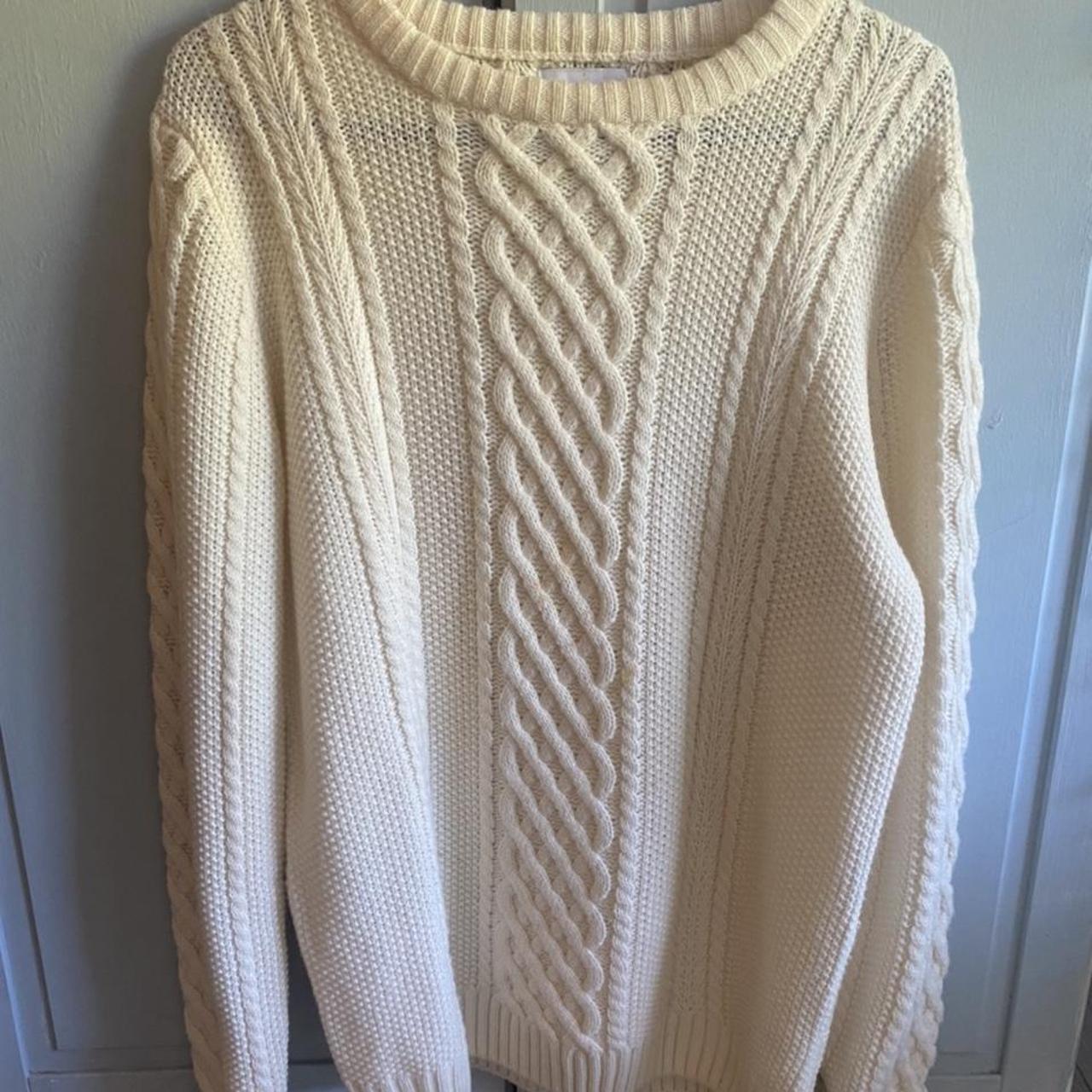 Pull and Bear knitted white/cream sweater Size... - Depop