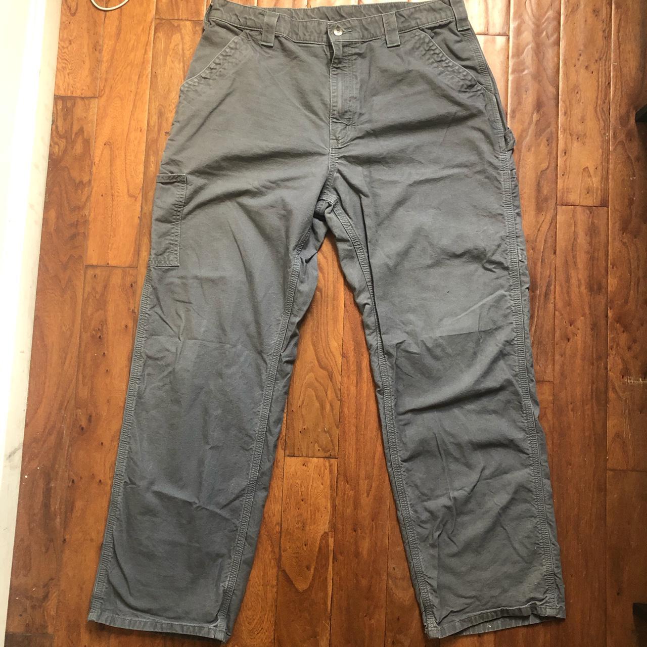 Carhartt Men's Grey and Silver Trousers | Depop