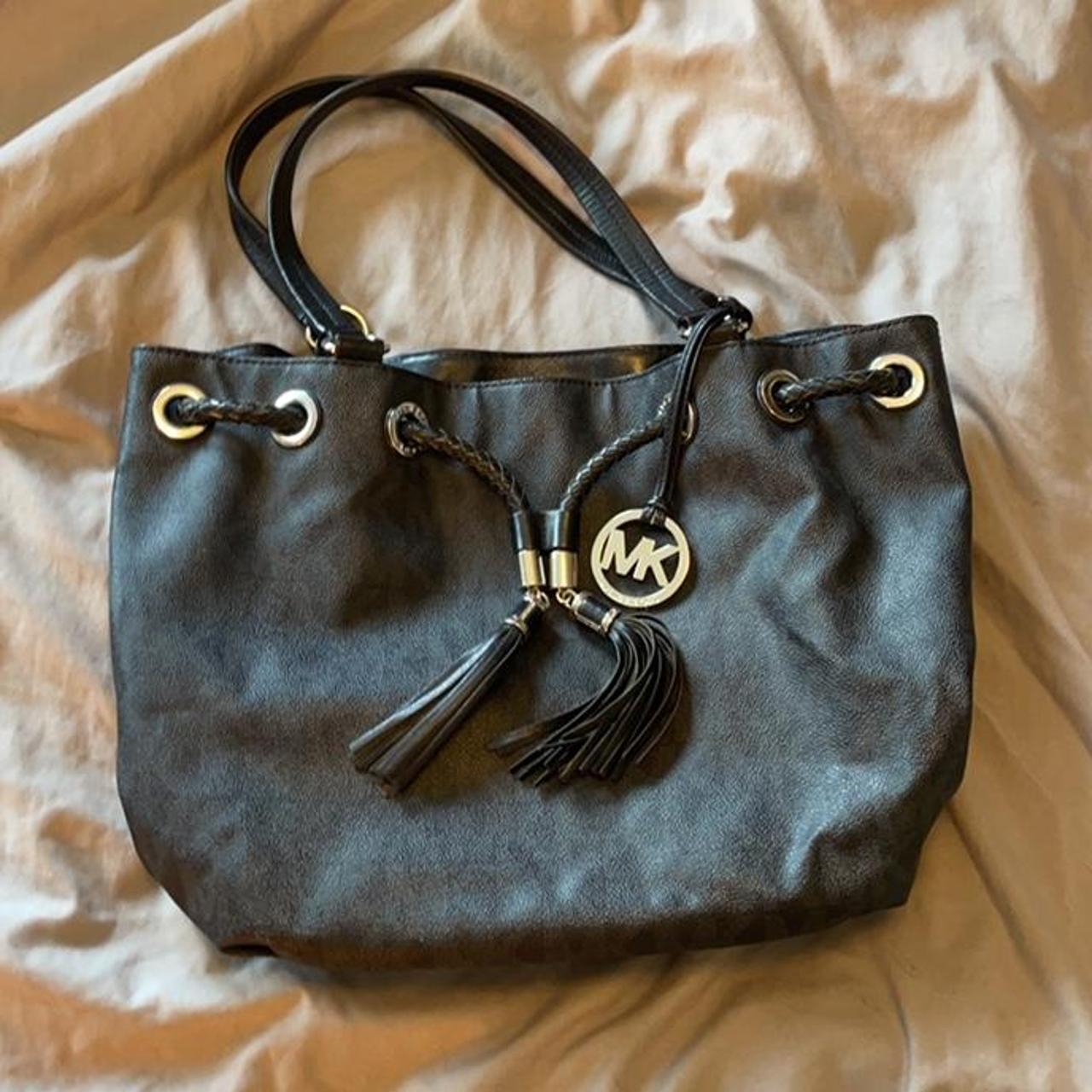 Michael Kors Black and Silver Purse. Used but in... - Depop