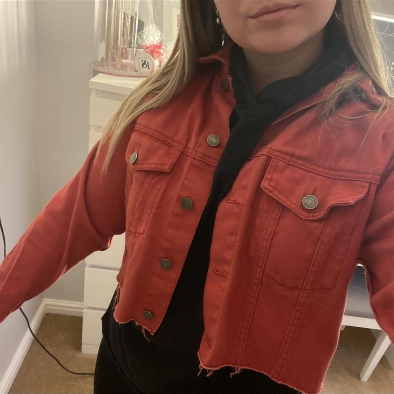 pull and bear red denim jacket