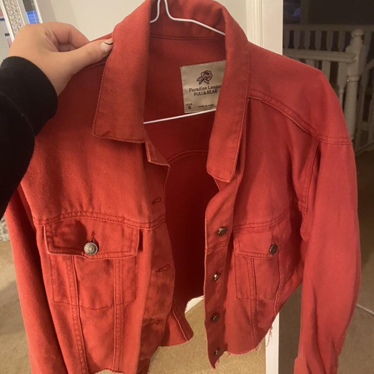 Pull and bear red sales denim jacket