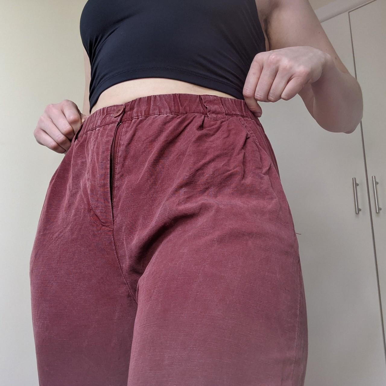 Gorman cotton linen Aeroplane pants in burgundy size... - Depop