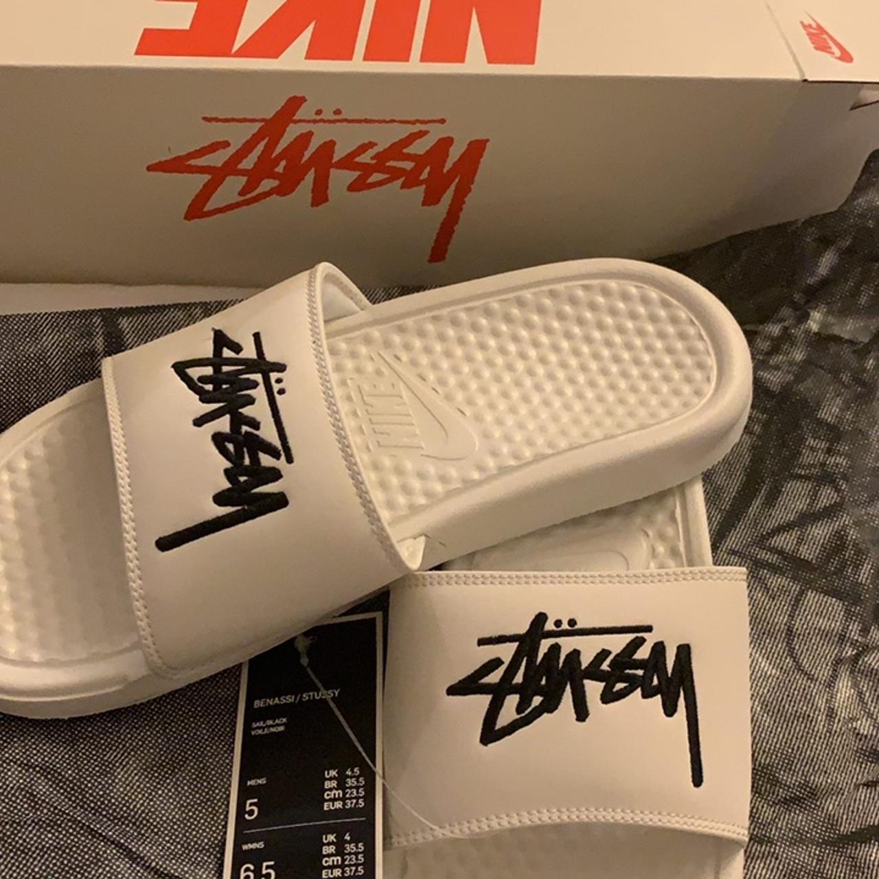 stussy cream slides