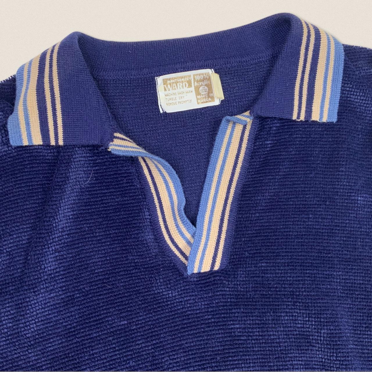 Vintage 70s collared Polo Striped sweater top... - Depop