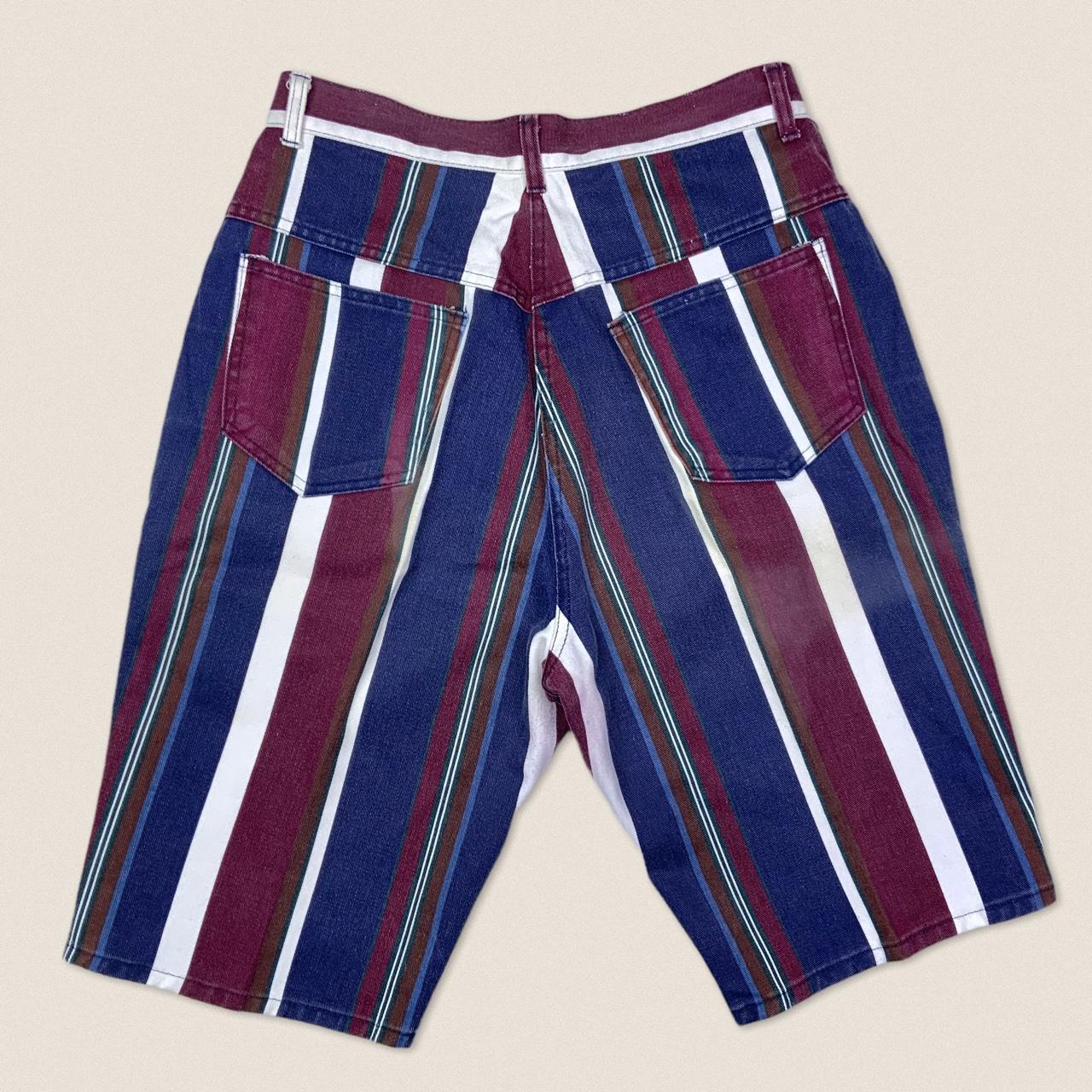 Vintage 90s striped denim jean shorts 30” Bermuda... - Depop